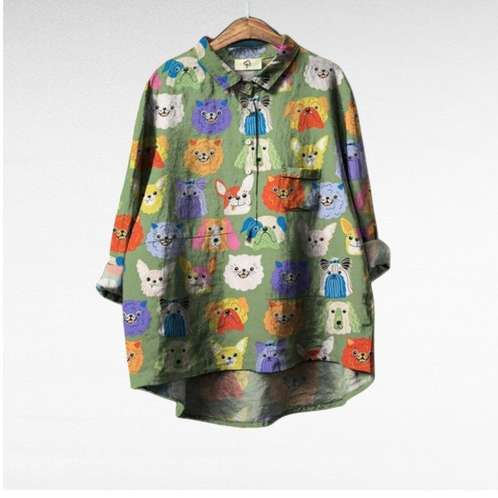 Women's artistic print summer blouse - pattern 4