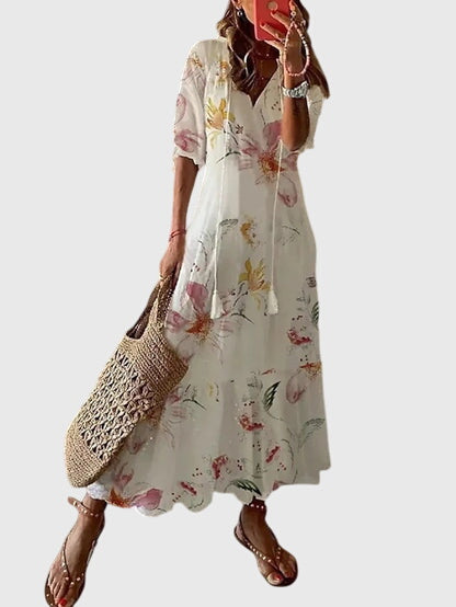 Amalia Boho Vintage Summer Dress White