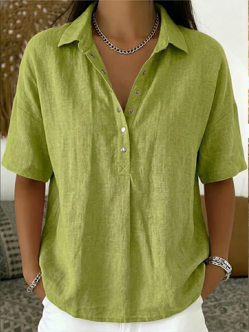 Women's oversized button-down collar shirt in green