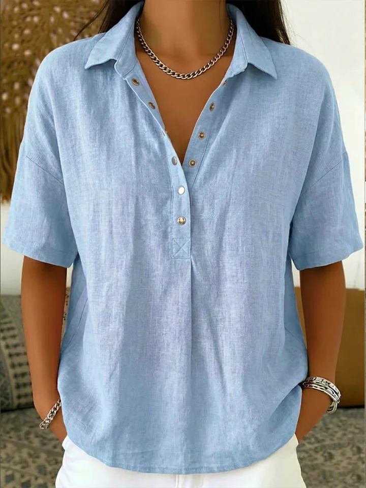 Women's oversized button-down collar shirt in light blue