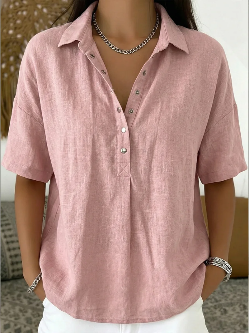 Women's oversized button-down collar shirt in pink