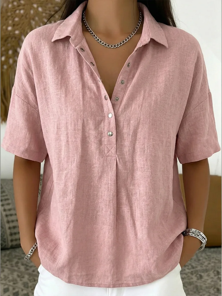 Women's oversized button-down collar shirt in pink