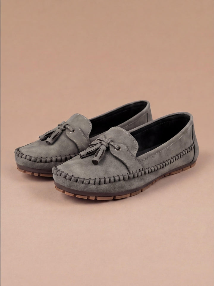 Women's Tassel Suede Moccasin Loafer Grey