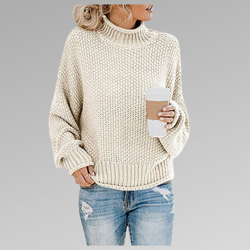 Loose fit knit winter sweater white