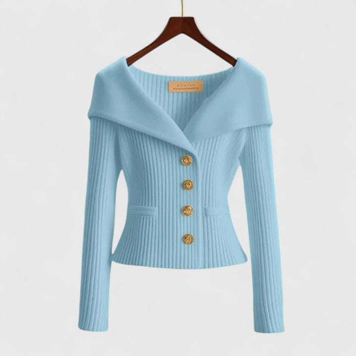 Elegant Open-Front Knit Cardigan - Sky Blue