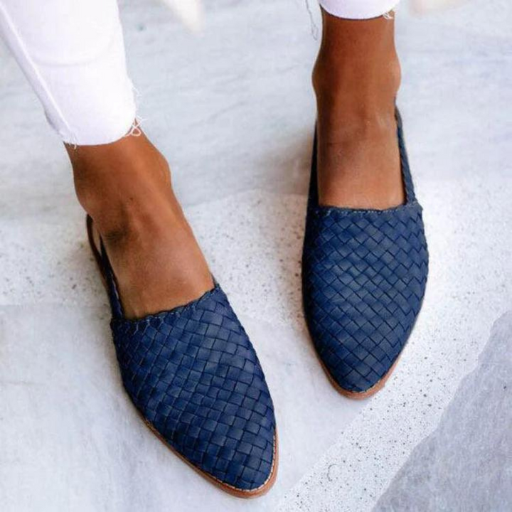 Woven vegan leather ballet flats in blue