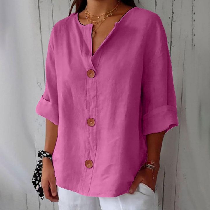 Linen blend relaxed blouse in pink