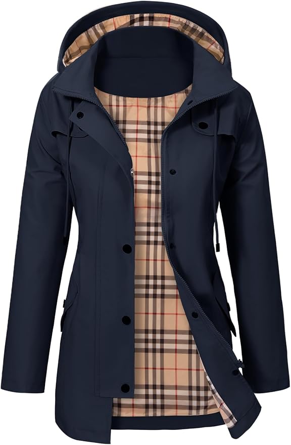 Women's hooded fall parka in blue