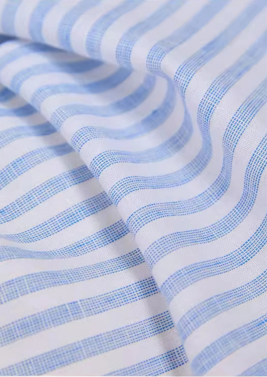 Light Blue Striped Portofino Coastal Linen Shirt