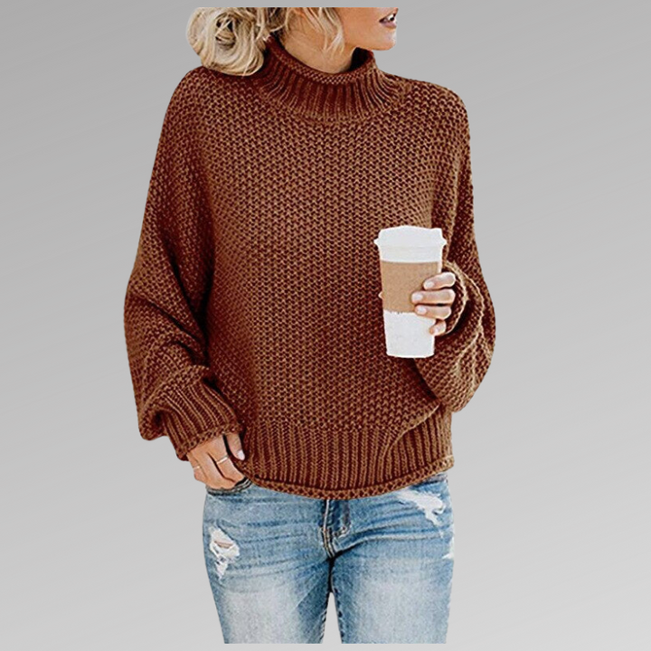 Loose fit knit winter sweater brown