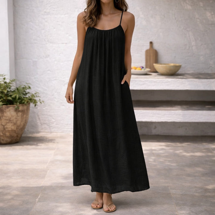 Linnen Spaghetti Strap Maxi Sundress