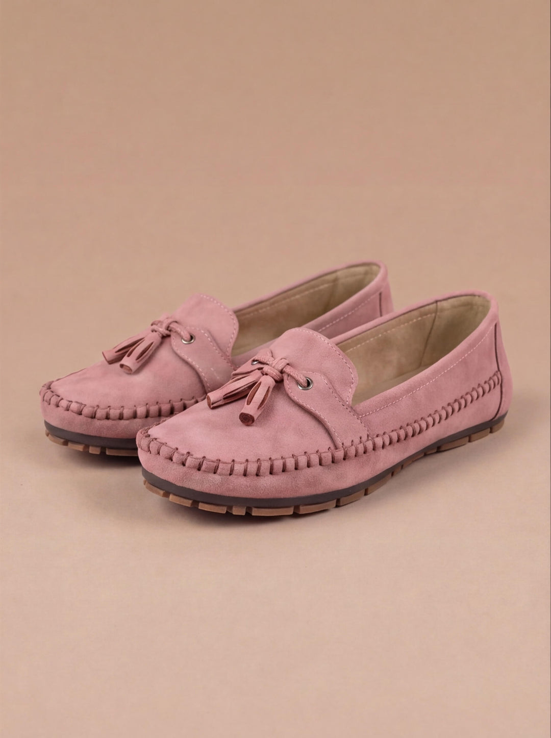Women's Tassel Suede Moccasin Loafer Pink