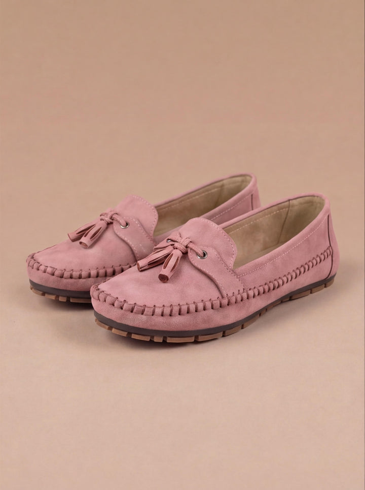 Women's Tassel Suede Moccasin Loafer Pink