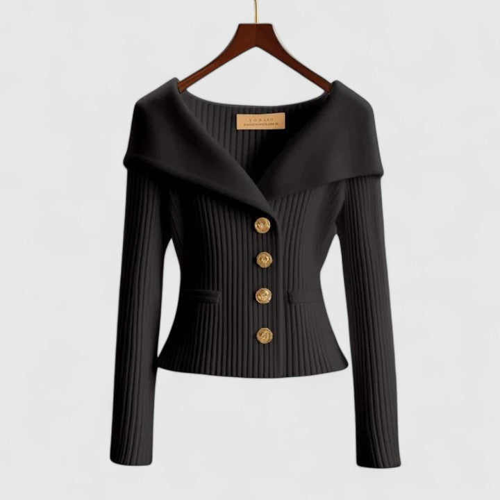 Elegant Open-Front Knit Cardigan - Black