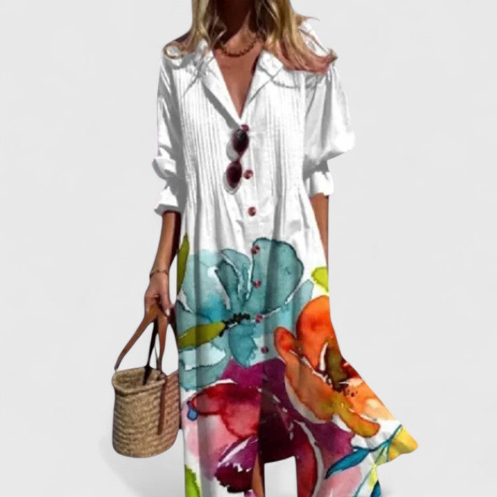 Elegant Boho Maxi Dress in white