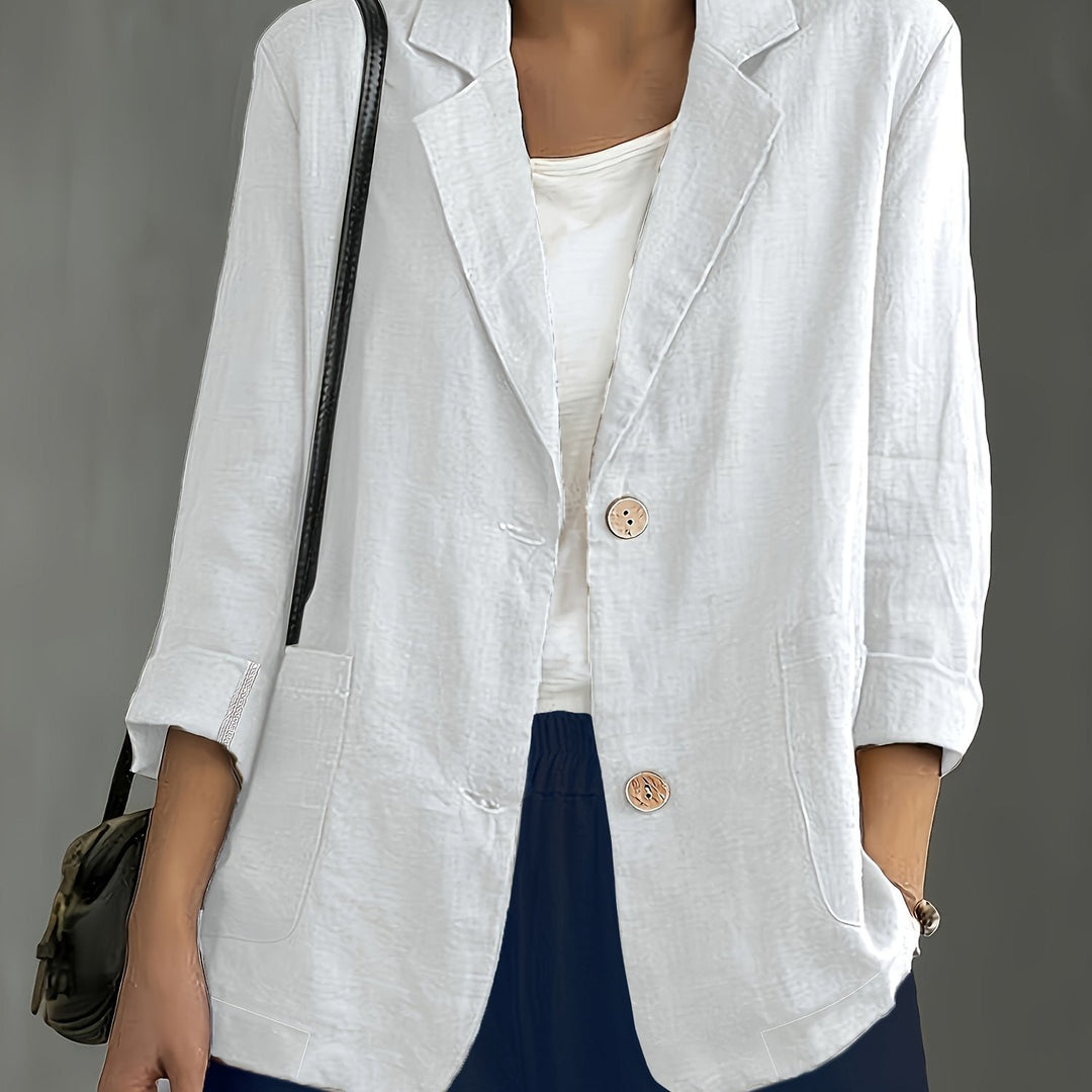 Tailored Linen Blazer in white
