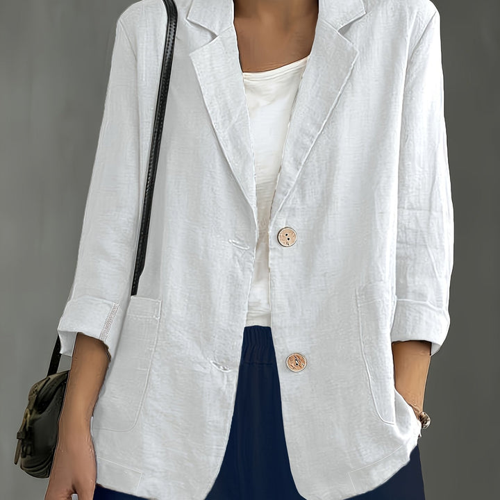 Tailored Linen Blazer in white