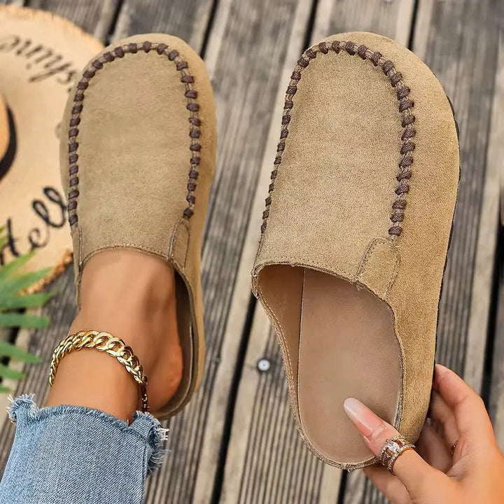 Women's Backless Slip-On Loafer Mules - Beige