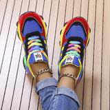 Women's Wide Toe Box Arch Support Rainbow Walking Sneakers