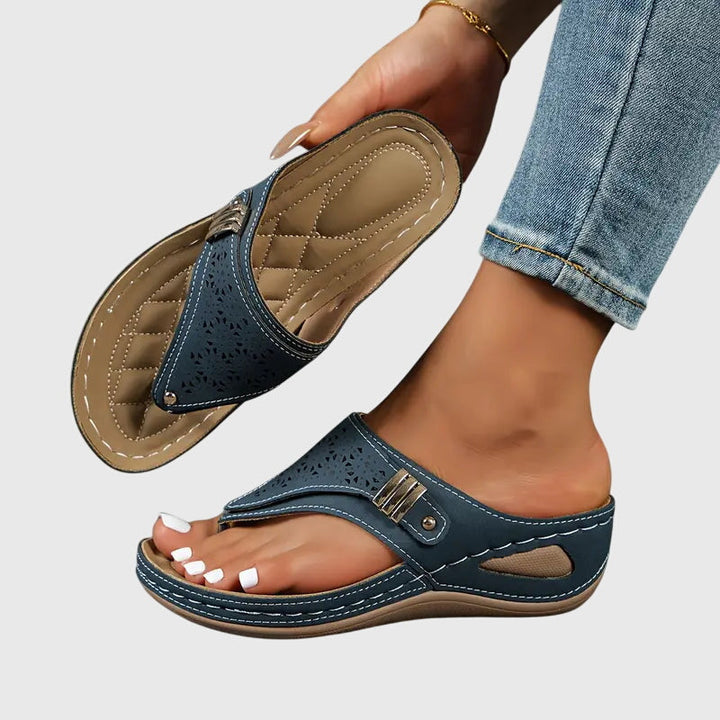 Orthopedic Slip-On Wedge Sandals - Navy