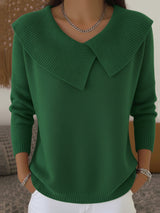 Women's Pleated Collar Wool Blend Sweater