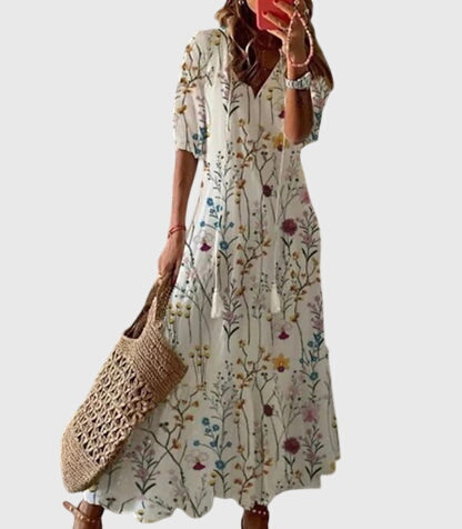 Amalia Boho Vintage Summer Dress Floral