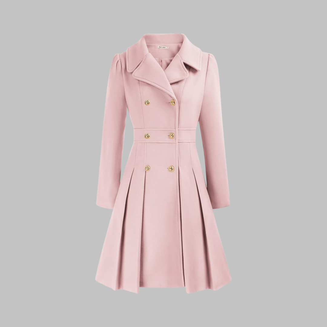 Women's Double-Breasted Longline Coat - Light Pink