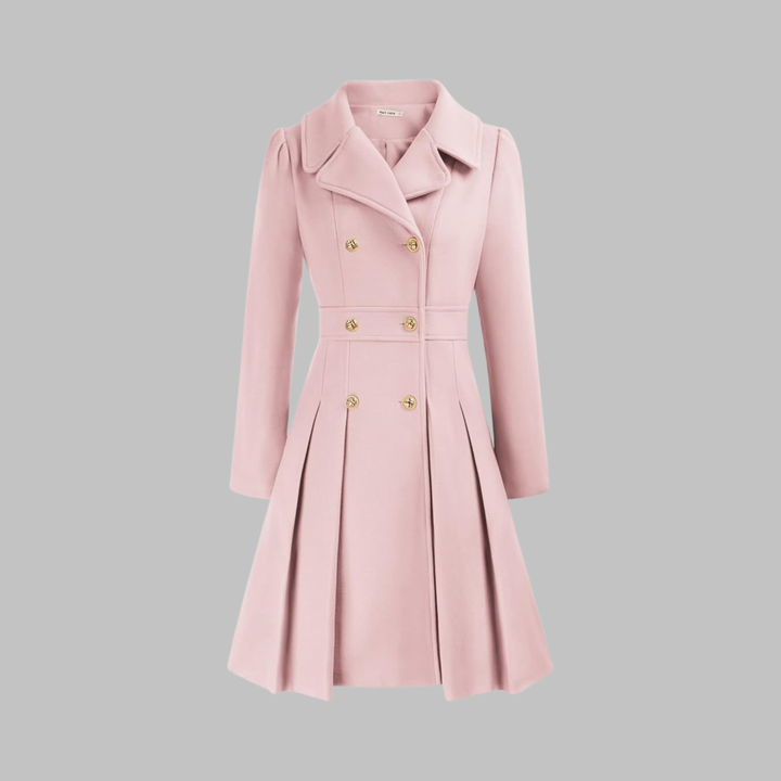 Women's Double-Breasted Longline Coat - Light Pink