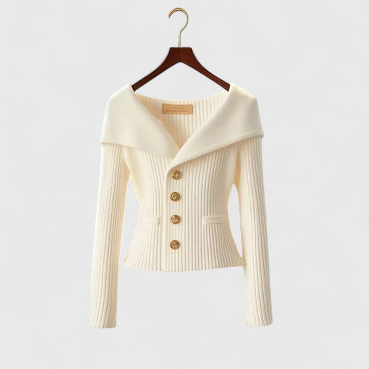 Elegant Open-Front Knit Cardigan - White
