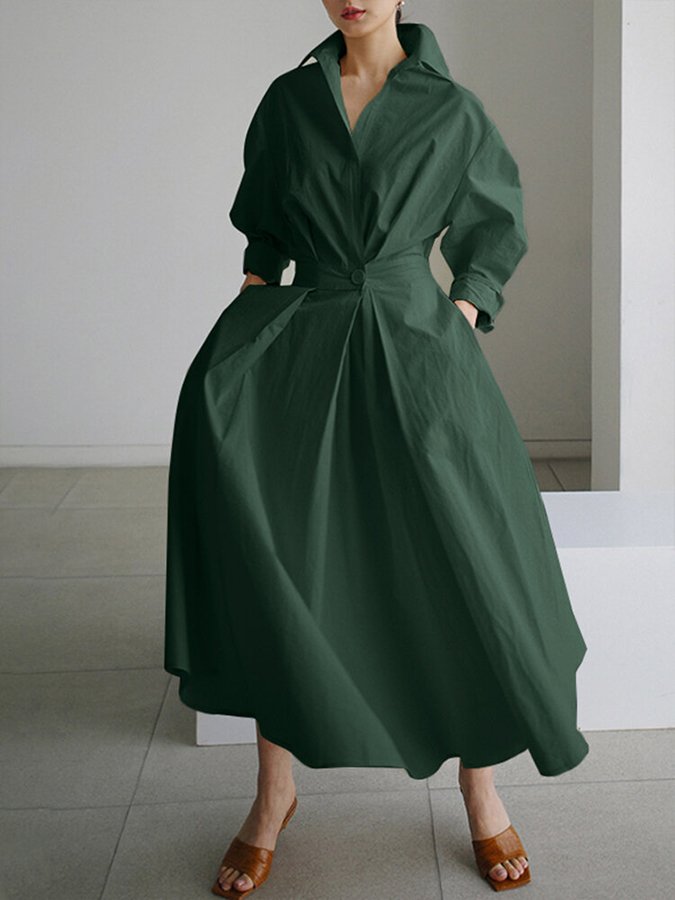 Elegant Flowing Maxi Dress - Army green