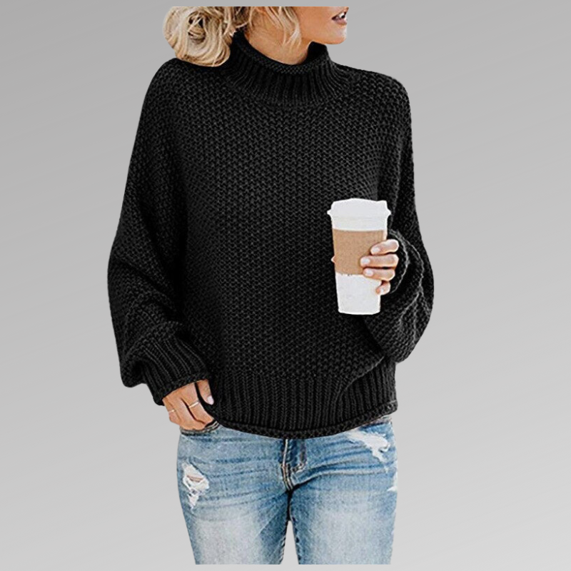 Loose fit knit winter sweater black