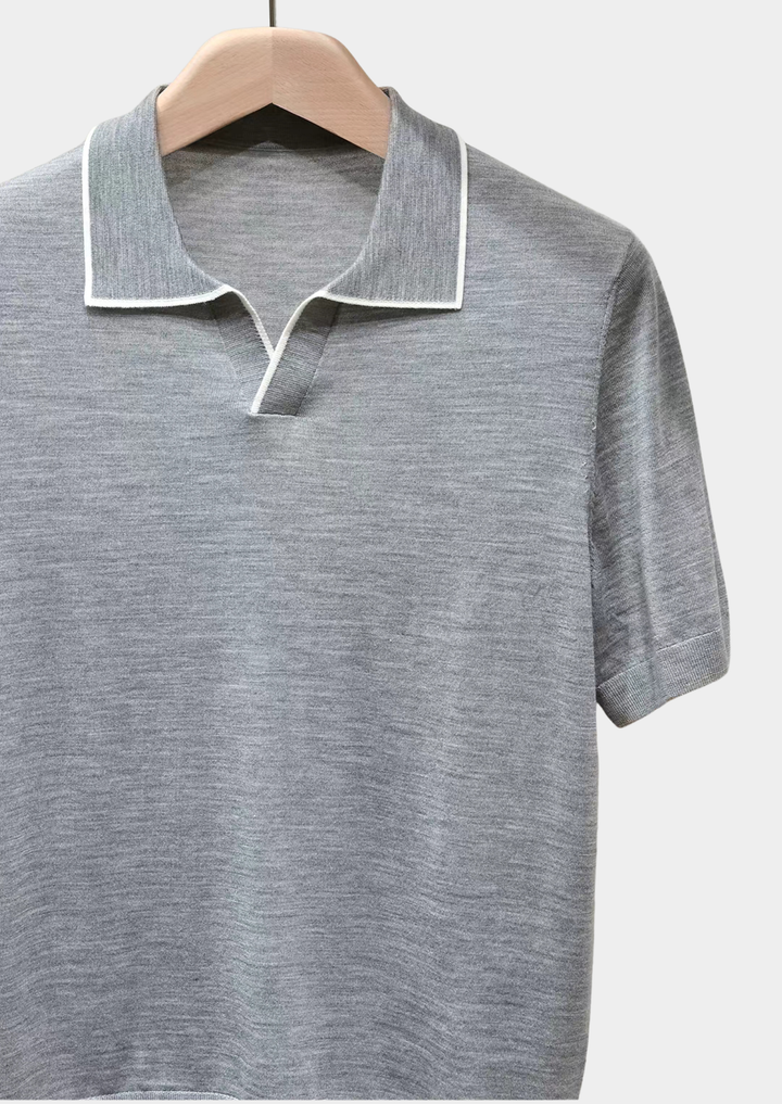 Ellis Beige Lightweight Worsted Wool Polo