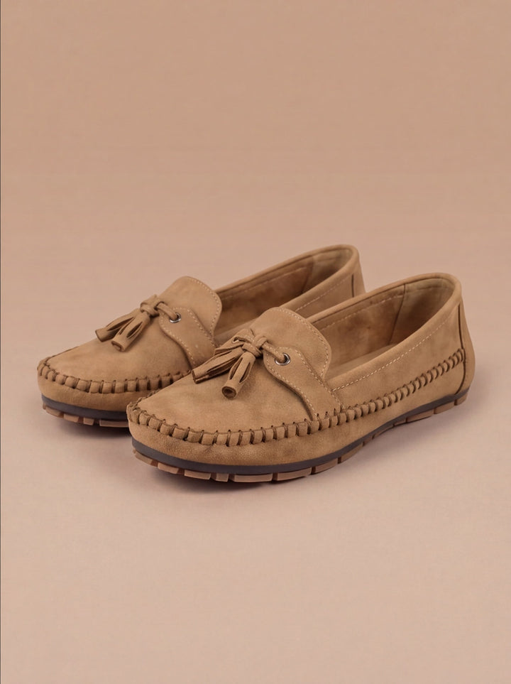 Women's Tassel Suede Moccasin Loafer Brown