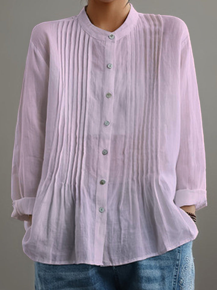 Cotton linen pleated shirt in pink