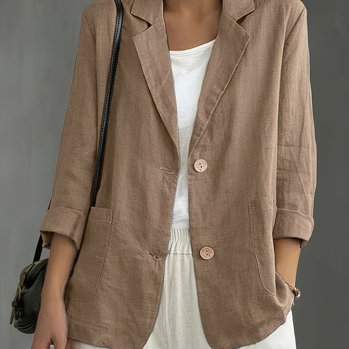 Tailored Linen Blazer in khaki