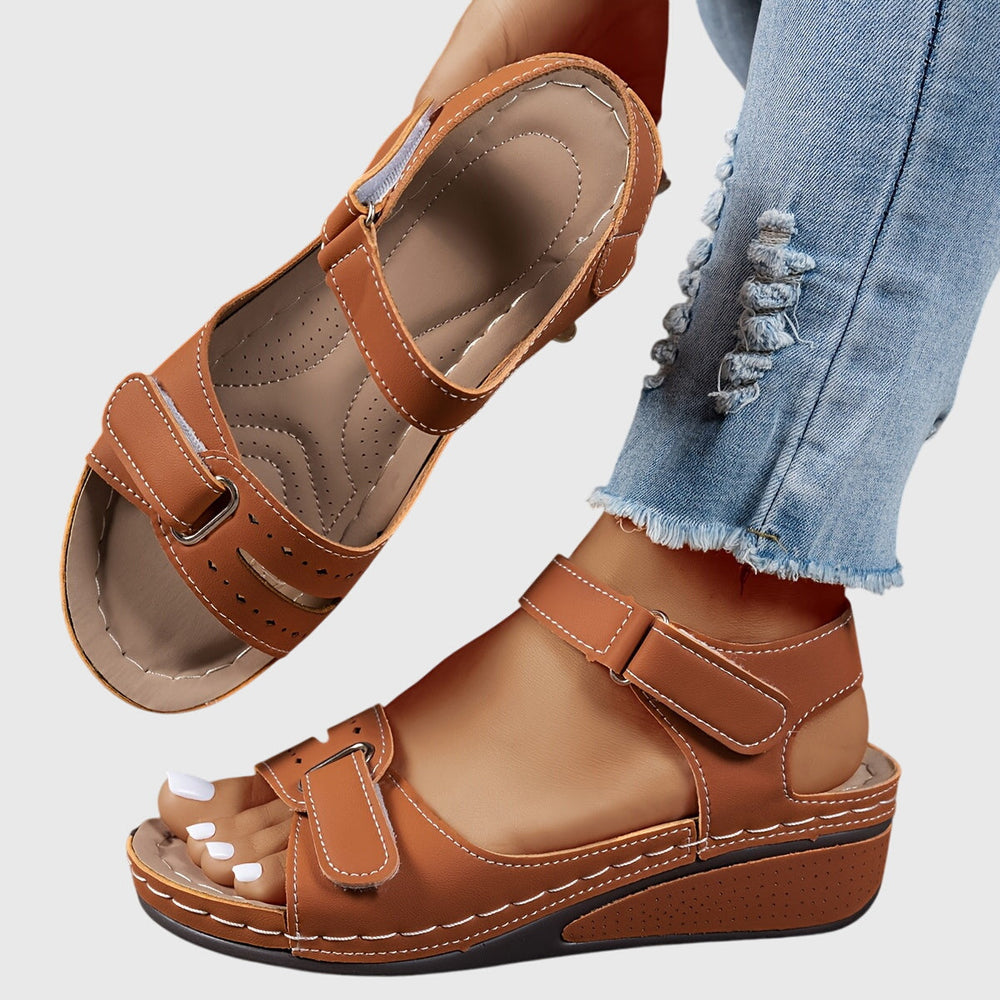 Orthopedic Cross-Strap Sandals - Brown