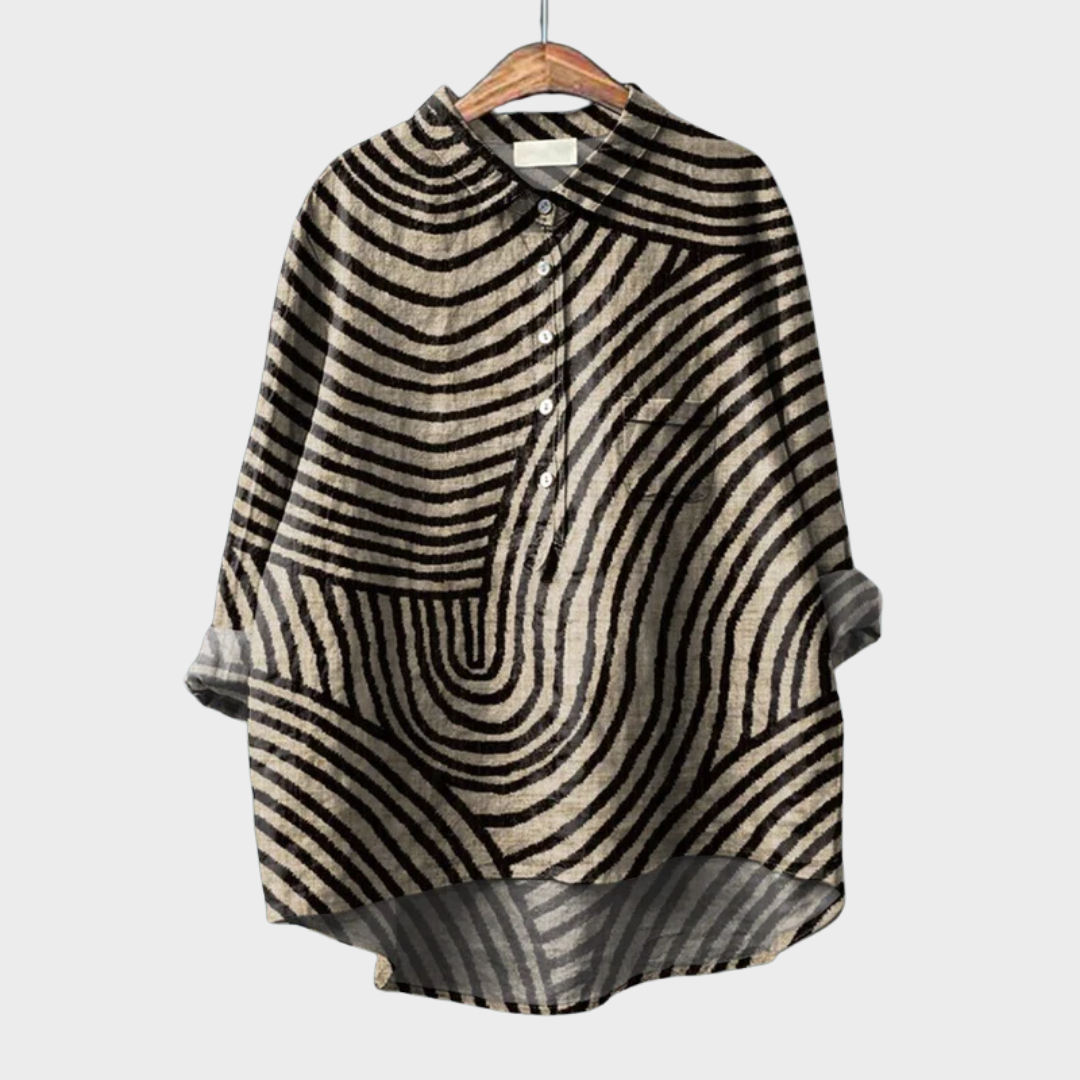 Women's multicolor artistic print long sleeve blouse