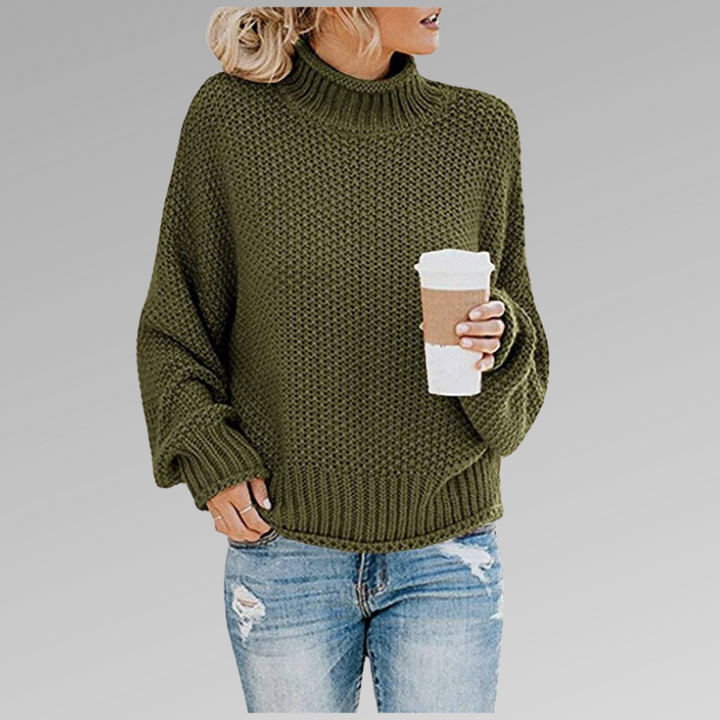 Loose fit knit winter sweater green
