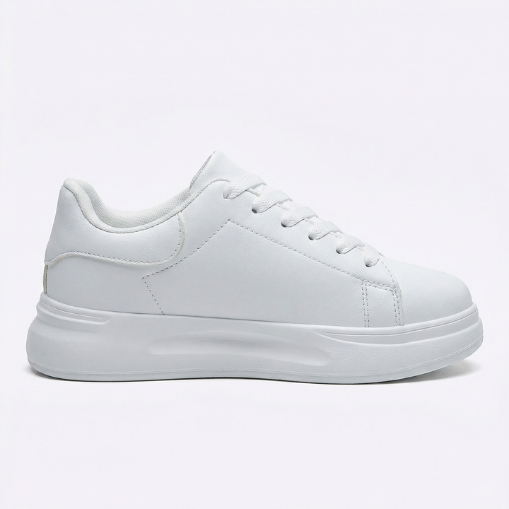Women's clean minimal low top court sneakers in white