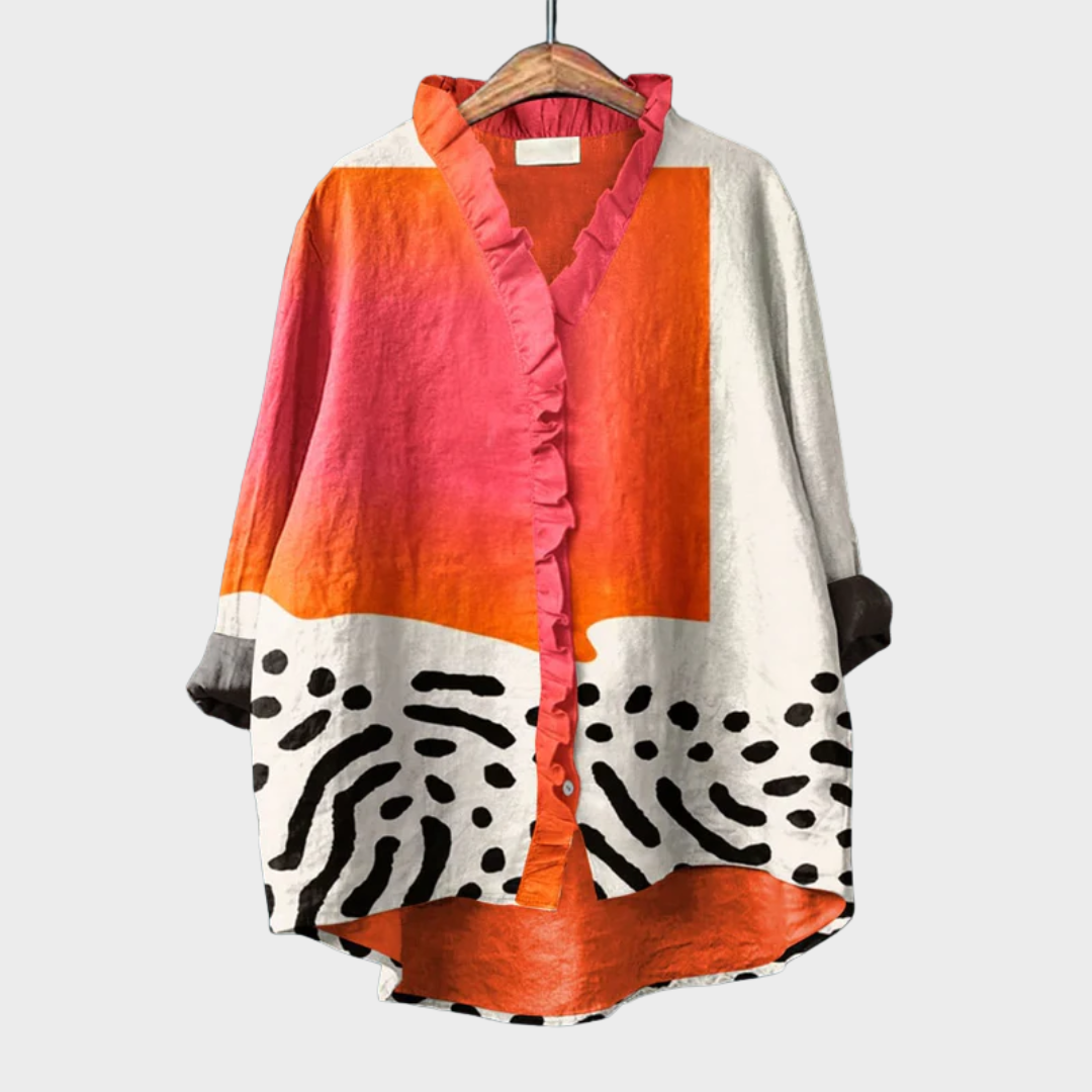 Women's multicolor artistic print summer blouse