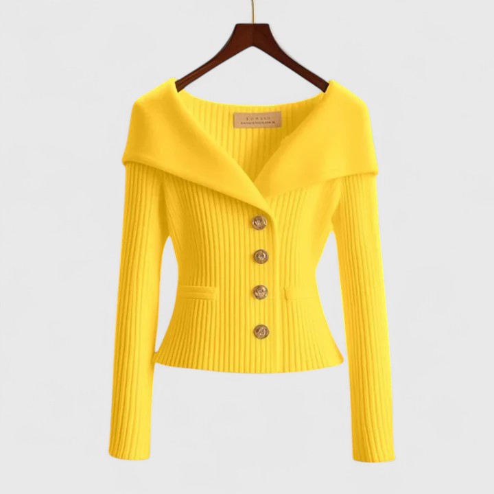 Elegant Open-Front Knit Cardigan - Yellow
