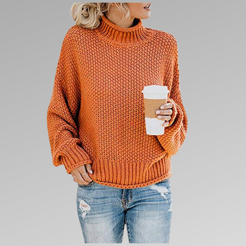 Loose fit knit winter sweater orange