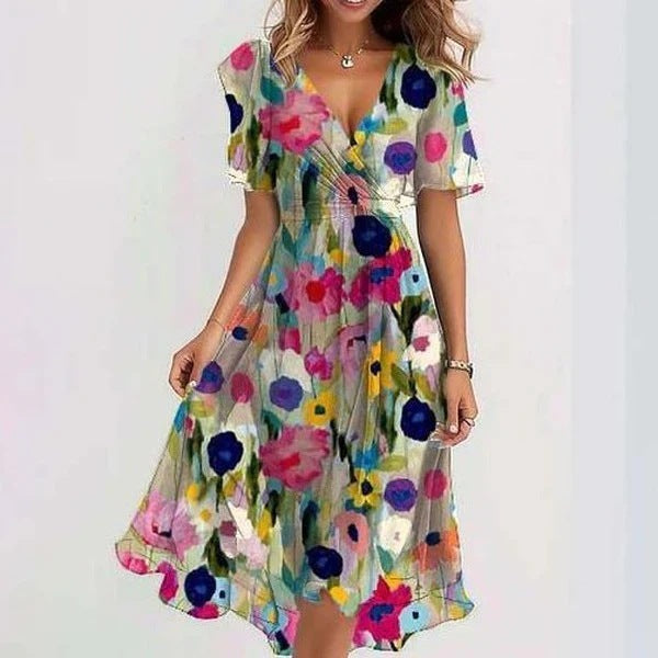 Elegant Summer Midi Dress - Floral