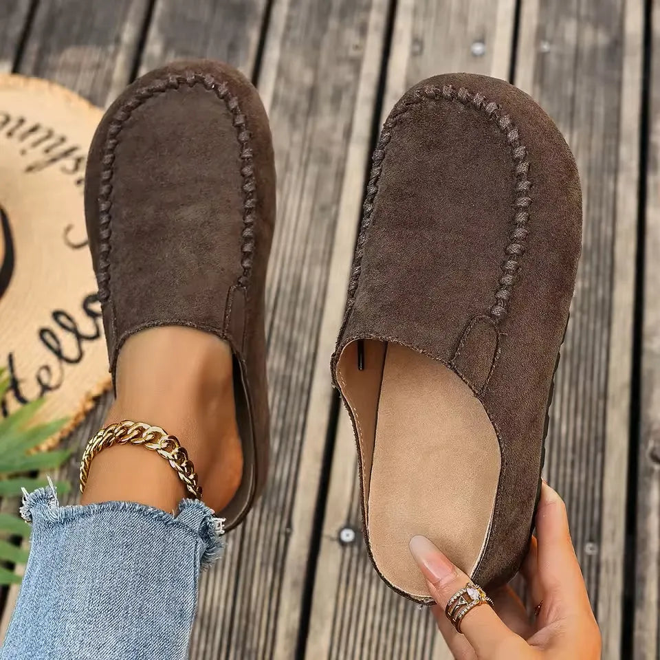 Women's Backless Slip-On Loafer Mules - Coffee