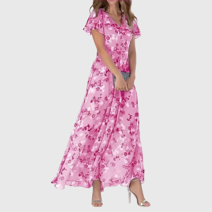 Figure-flattering midi dress in light pink