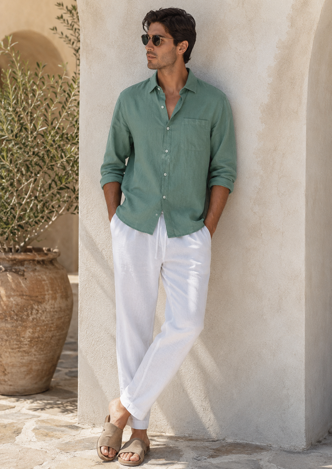 All White Linen Longsleeve Summer Set