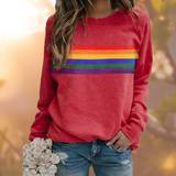 Women's Rainbow Stripe Crew Neck Sweatshirt