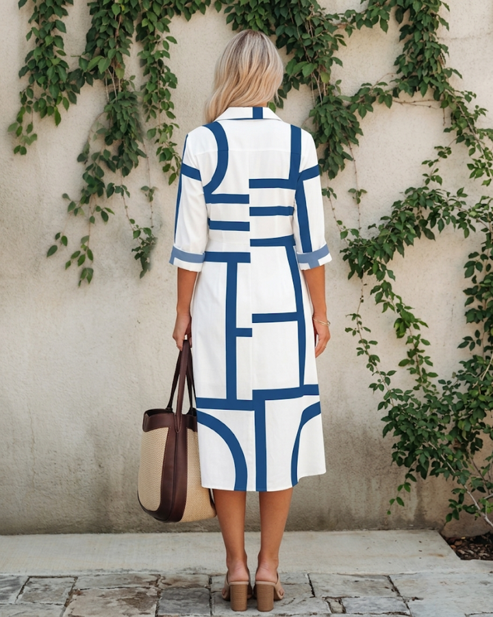 Button-Up Striped Midi Dress