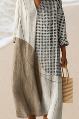 Women's Asymmetric Colorblock Midi Dress