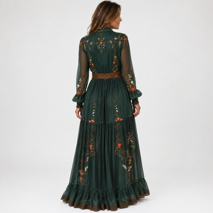 Floral Long Sleeve Boho Maxi Dress